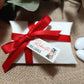 SCATOLA CUSCINO solo groffatura + 3/5 CONFETTI + NASTRO + TAG