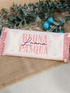 TAVOLETTA DI CIOCCOLATO BUONA PASQUA - rosa + nome